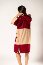 Load image into Gallery viewer, Wine Poncho with Beige
