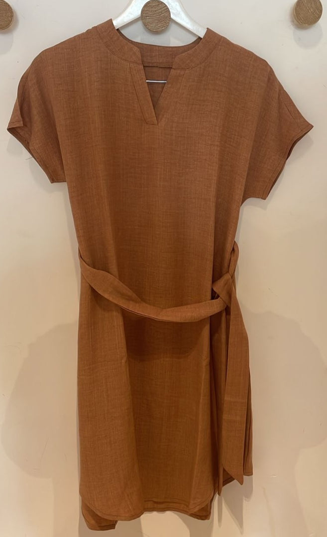 Vestido de linho Marrom - Cód.  185