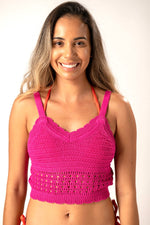 Load image into Gallery viewer, Pink knitted crop top
